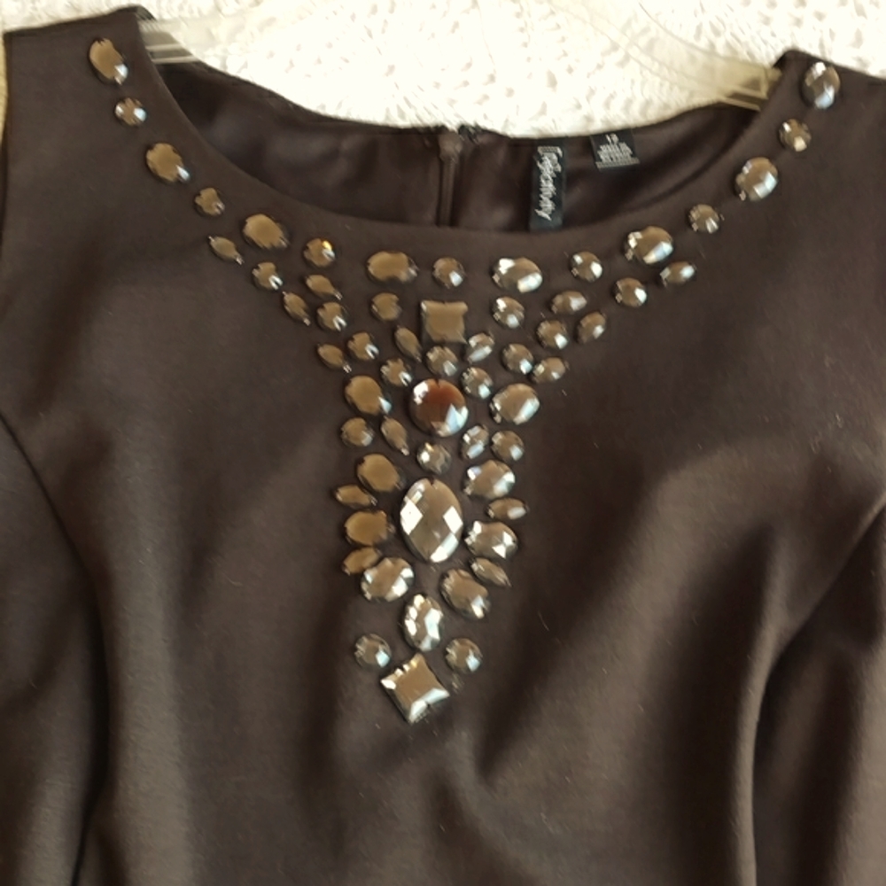 Sparkly Sleeveless Dress by Relativity - Dark Brown - 12 - Picture 9 of 15